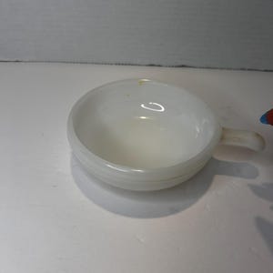 Vintage Milk Glass Glasbake 11oz Handled Opaque White Soup Kitchen Bowl