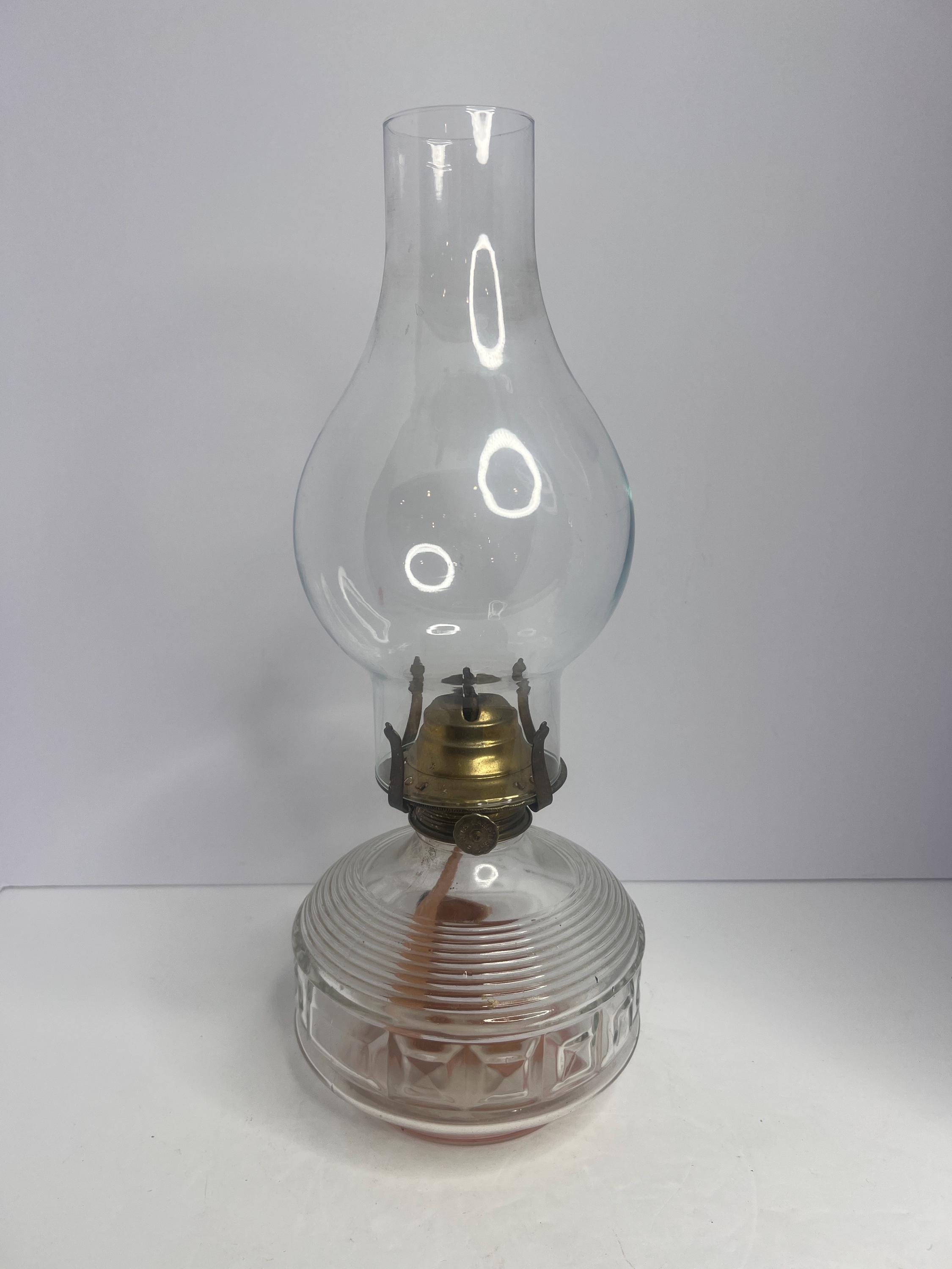 Vintage Lamp Light Farms Oil Lamp Etched Glass Portly Chimney and