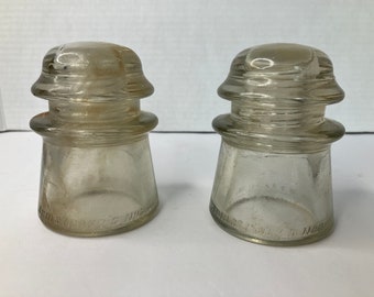 Vintage Glas Isolator 2 Set von 2 Stück