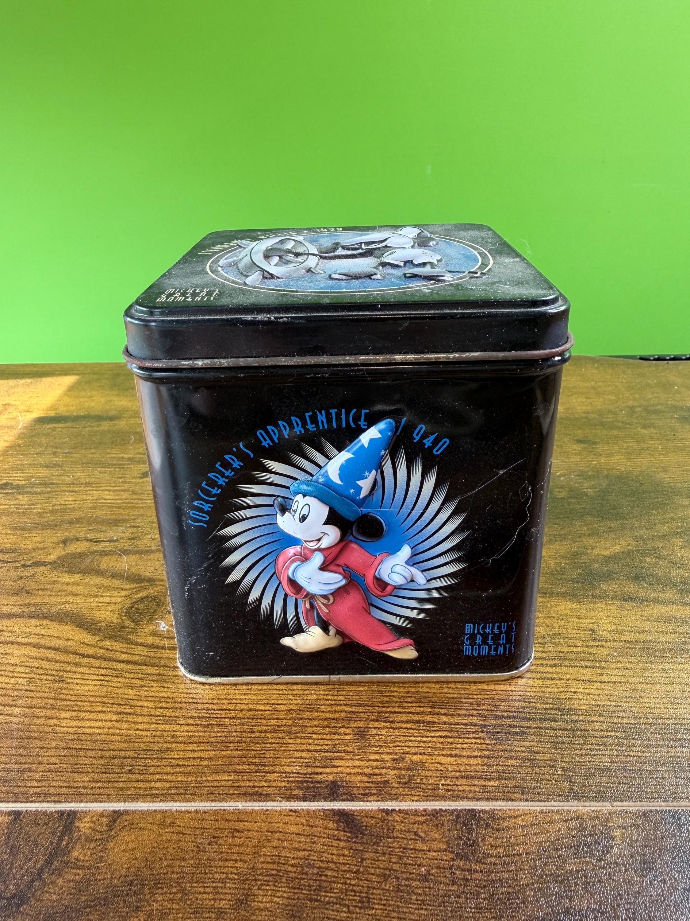 Disney Square Decorative Tin - Silver Top with Red Trim Vtg Walt Disney World Florida Map 10 3/4 main image 2