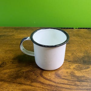 Vintage Small White Enamelware Mug ~ Some Signs of Wear ~ Different per quantity