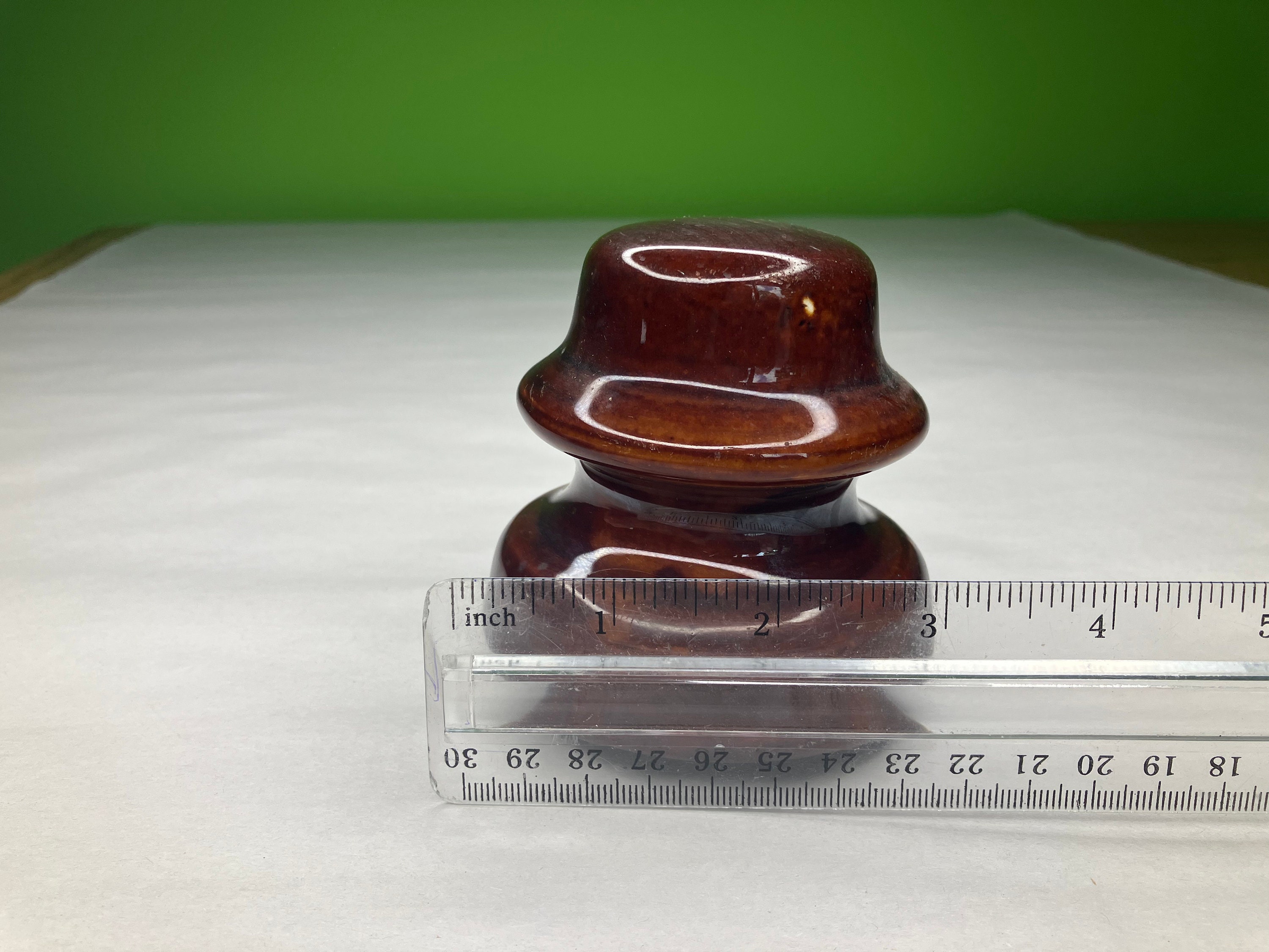 Grand Isolant électrique Ancien En Céramique - Marron Et Blanc - Modèle V-2001 - 8 1/2 Pouces
