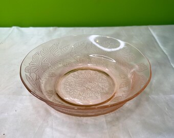 Vintage Rosa Depression Troligen Macbeth Evans Dogwood Glass Flingor/Bärskål