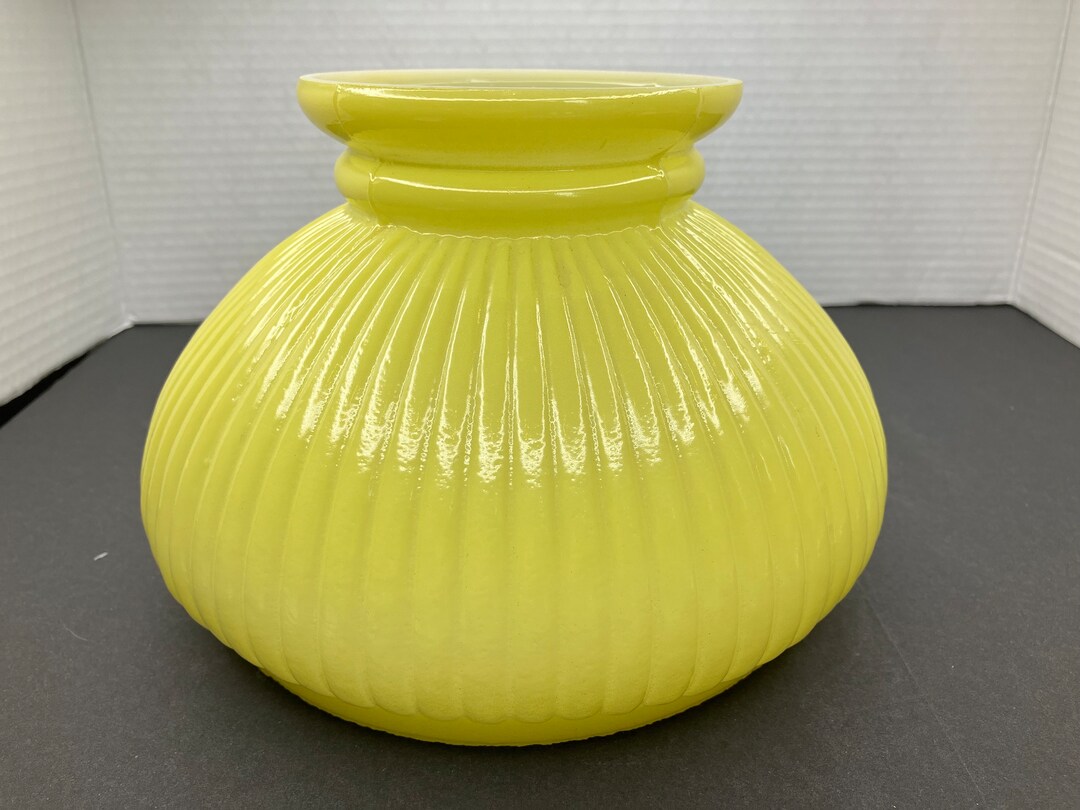 Vintage Yellow Ribbed Milk Glass Vertical Ribbed Student Style ...