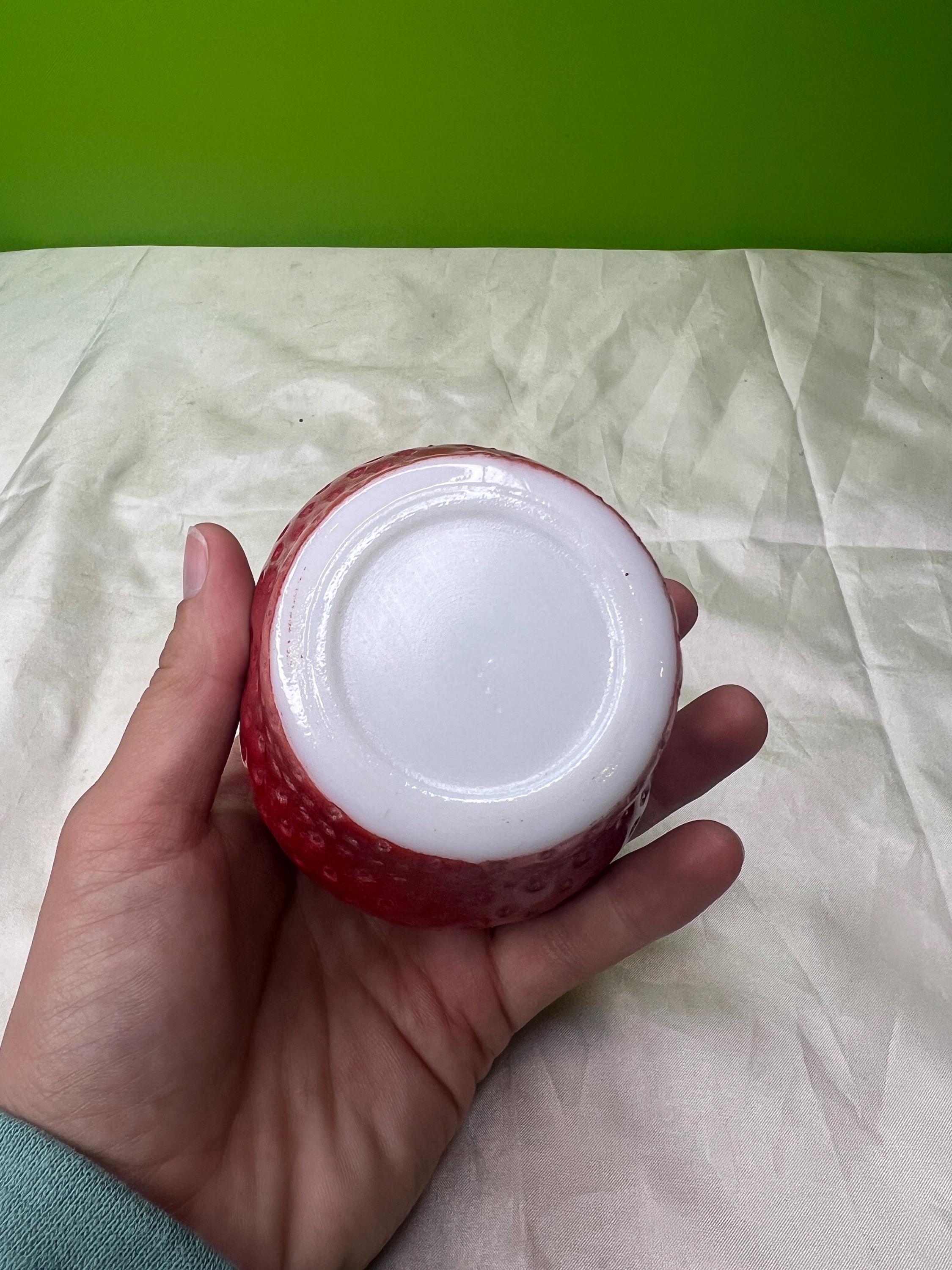 ヴィンテージ ヘーゼルアトラス ストロベリージャー ミルクガラス