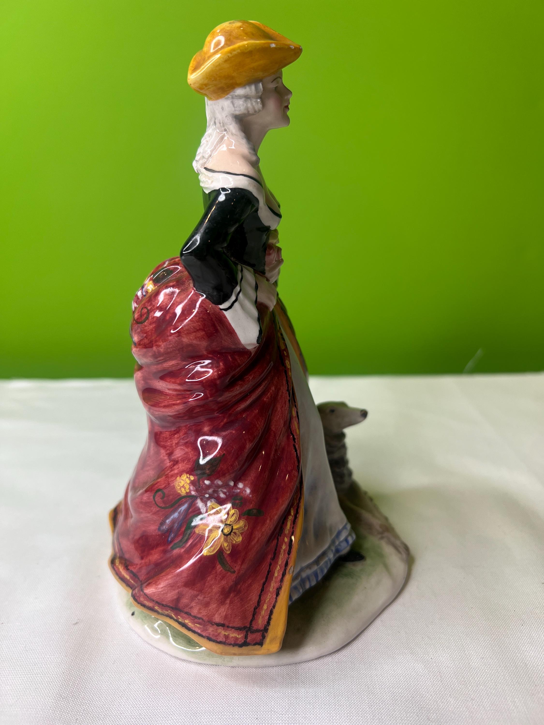 Vintage Capodimonte Italian Woman W/dog Figurine ~ Hand Painted