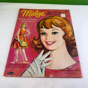 Vintage Midge Cut-Out Paper Dolls w/ Clothes Folder Whitman 1963 Barbie