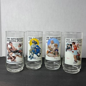 Vintage Set of 4 Norman Rockwell The Saturday Evening Post Assorted Artwork Arby’s Collector Series