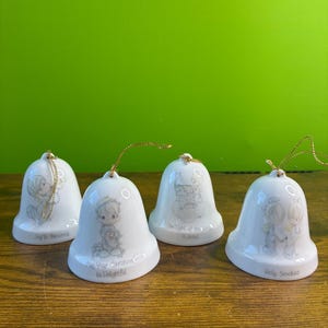 Choice of Vintage 1985 Precious Moments porcelain Christmas bell ornament
