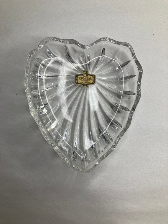 Vintage Kristal Zajecar Crystal Leaf Shaped Trinke