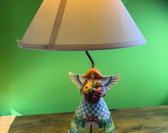 Vintage Jim Shore Heartwood Creek 2004 Harvest Angel table lamp ~ Works! ~ Read Shop Disclaimer