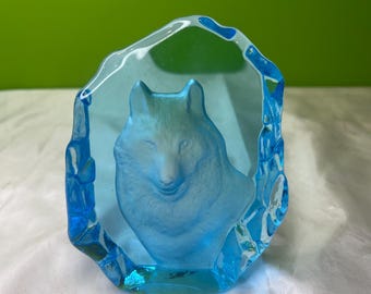 Vintage Mats Jonasson Crystal Glass Sculpture 