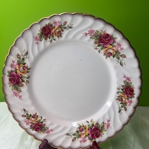 Vintage Old Foley James Kent Ltd. Ceramic Round Plate with Roses and Scalloped Edge