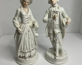 Vintage viktorianische Porzellanfiguren Mann und Frau