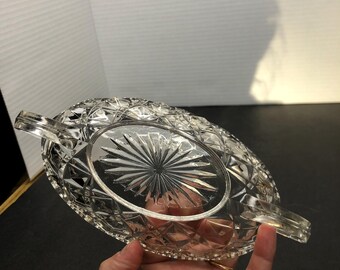 ハンドル付 ピクルスディッシュ ヴィンテージ クリアガラス レリッシュ ピクルス ディッシュ ハンドル