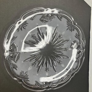Vintage Mikasa Bells of Joy Frost Crystal Glass Serving Platter 14.5&quot; Round