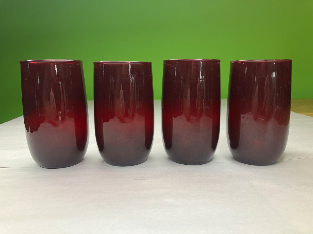 Vintage Ruby Red Glass Tumblers Set of 4 Etsy