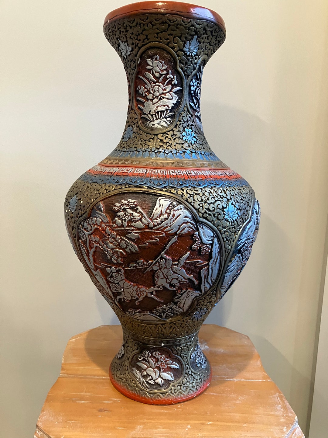Vintage Asian Style Stamped Ceramic Textured Vase With Amazing Finish ...