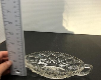 ヴィンテージ クリアガラス レリッシュ ピクルス ディッシュ ハンドル