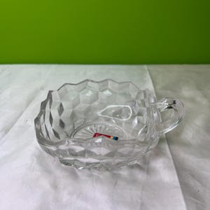 Vintage Fostoria American Single Handled Clear Glass Square Bowl