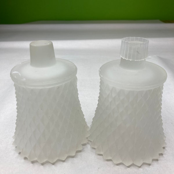 Vintage Frosted Glass Cup Votive Candle Holders with Peg Bottom Set of 2