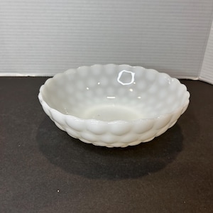 Vintage Anchor Hocking Milk Glass Bubble Texture 8.5&quot; Bowl