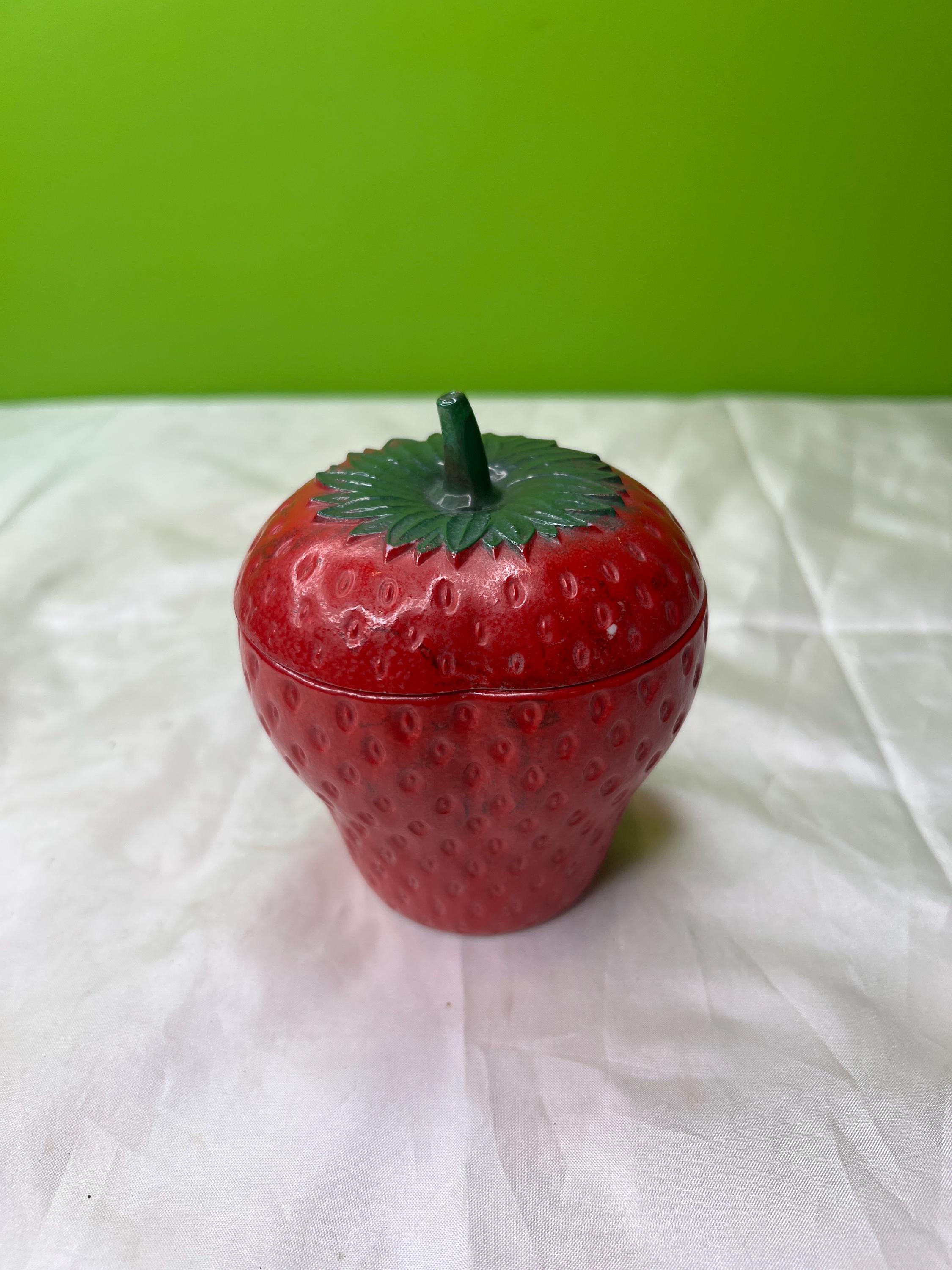 ヴィンテージ ヘーゼルアトラス ストロベリージャー ミルクガラス