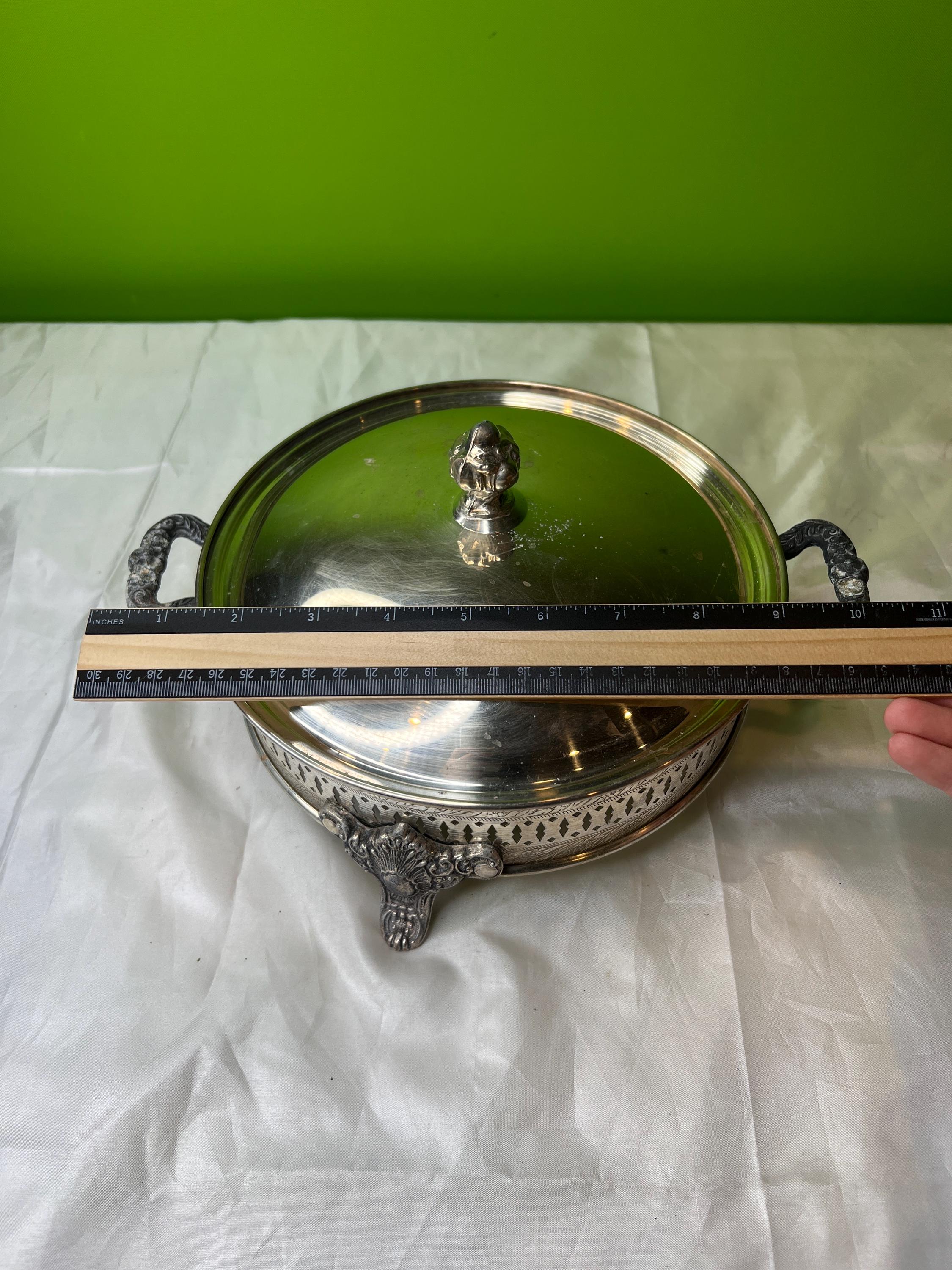 Vintage Silver-plated Casserole Dish Holder With a Lid ~ Double Handled ...