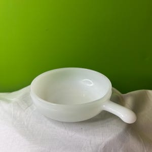 Vintage Glasbake Milk Glass Soup Bowl with a Handle