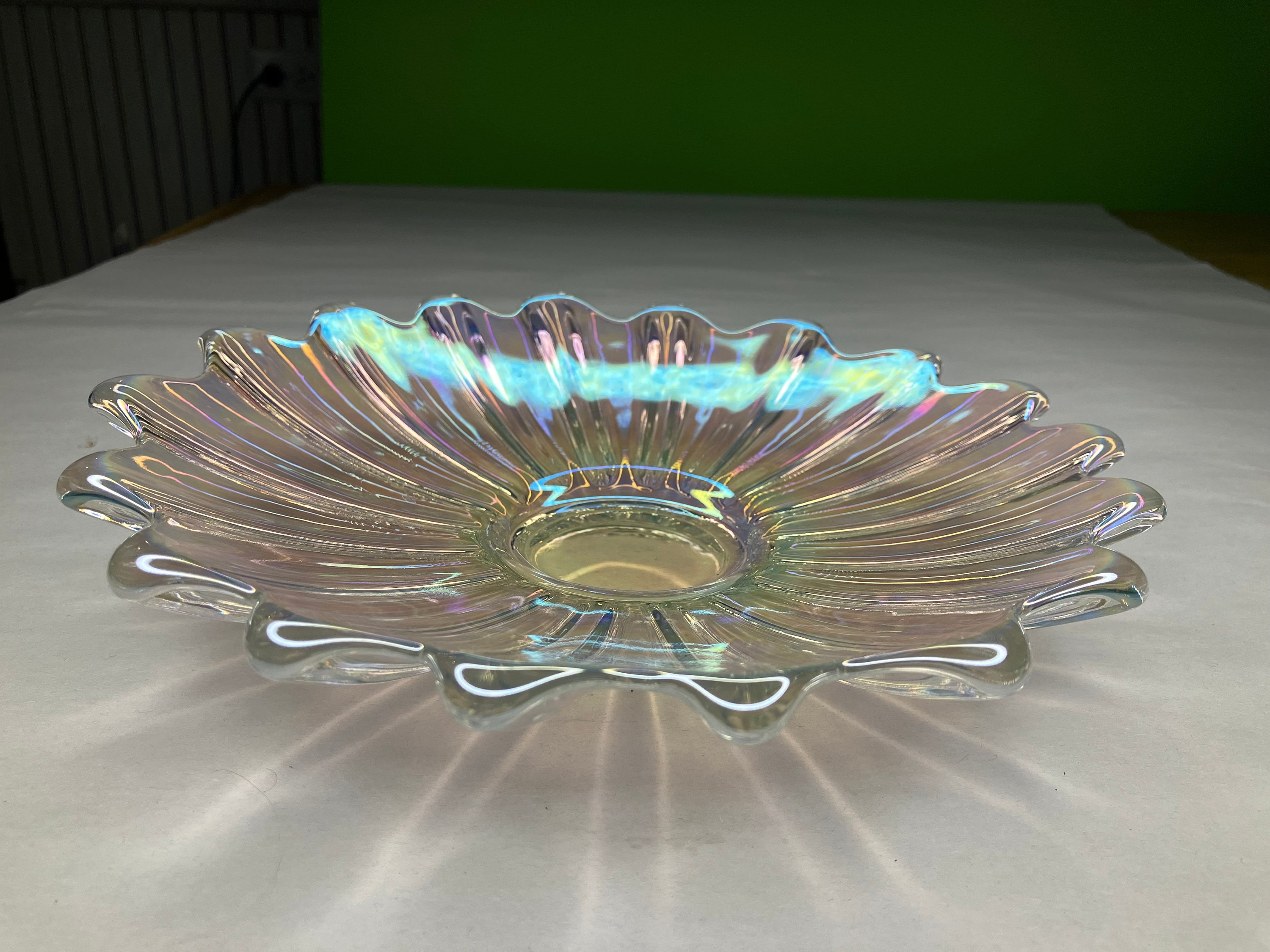 Lot de 3 bols à pétales en verre fédéral irisé vintage incroyable