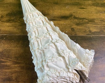 Vintage white multi-tier ruffled pagoda parasol/umbrella