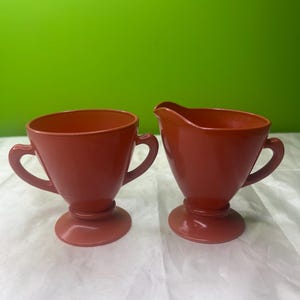 Azucarero vintage de cristal Atlas color naranja óxido Ovide Platonite, abierto, RARO