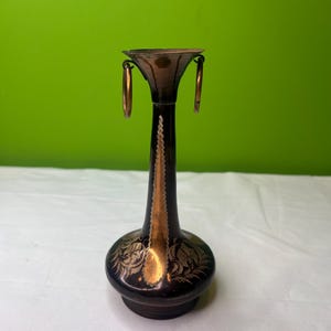 Vintage Copper Intricately Designed Vase with 2 Handles