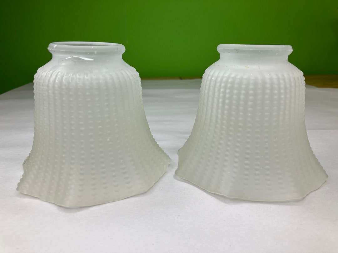 Vintage Textured and Frosted Glass Lamp Shade Set of 3 Etsy