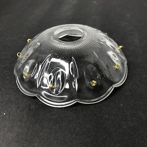 Vintage 4.5&quot; pressed glass crystal bobeche with 10pins, vintage crystal lamp parts, replacement crystal parts, lamp repair, lamp parts
