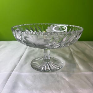 Vintage Compote ABP American Brilliant Crystal Cut Glass - Footed Bowl - Pedestal Candy Dish / Plate