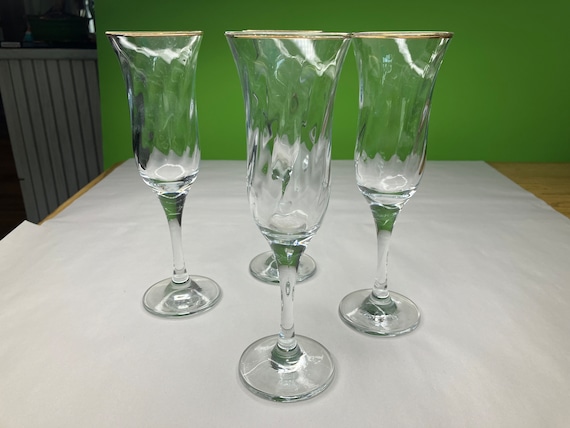Vintage geriffelte Sektgläser 4er Set