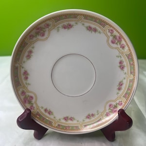 Vintage Limoges France Elite Works Pink Rose Gold Tea Cup Saucer