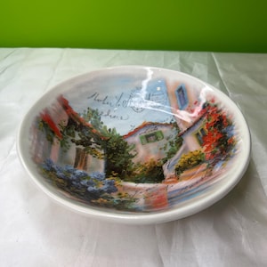 Vintage Ceramica Cuore villa carte postale paysage bol de service en céramique fabriqué en Italie