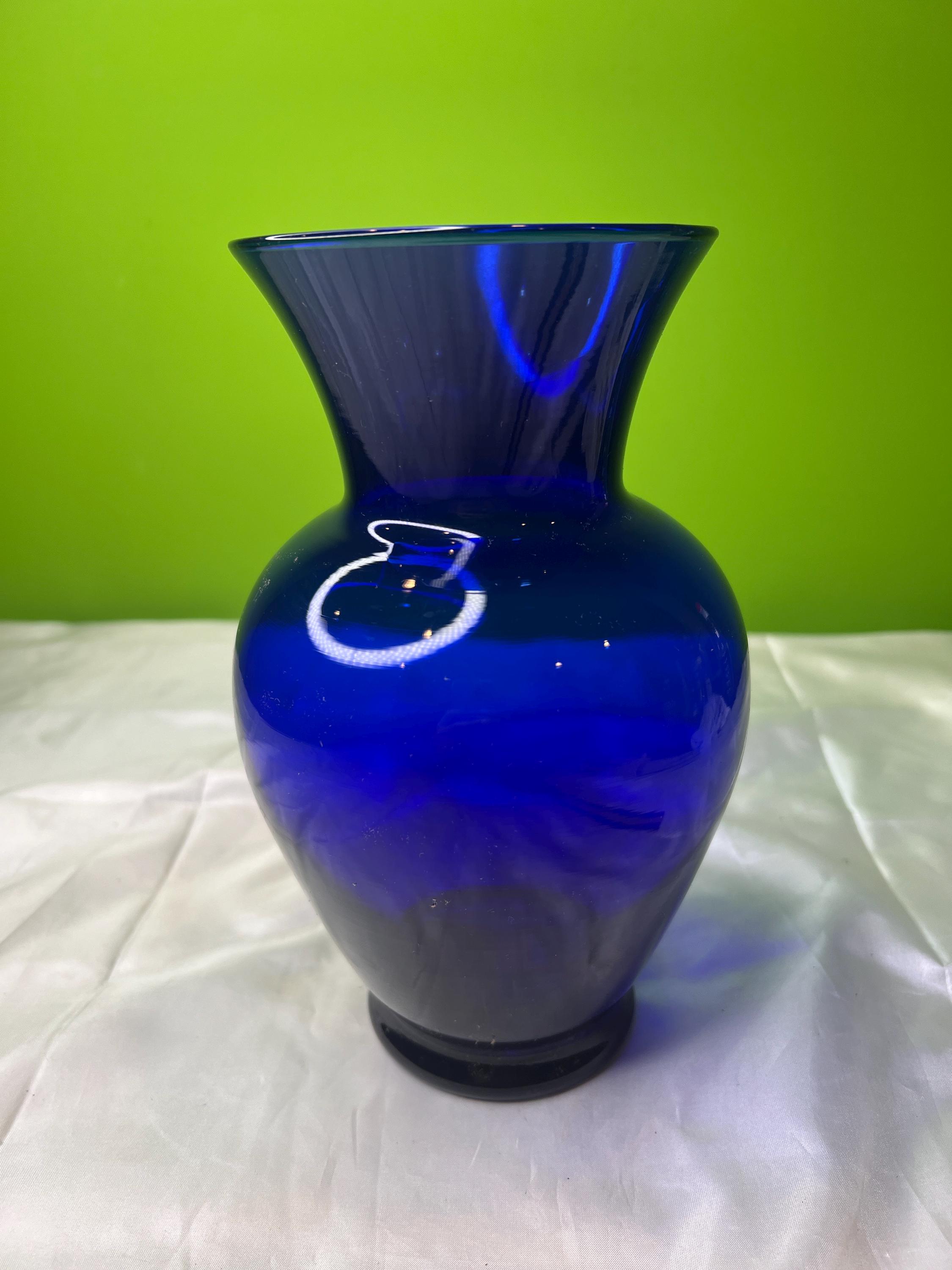 Vintage Cobalt Blue Flower Vase With Fluted Top 9” - Etsy
