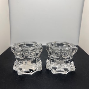 Vintage Mikasa Sparkling Star Crystal Candlestick or Tea Light Votive ~ Set of 2