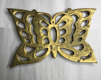 Vintage Butterfly Brass Footed Trivet/Wall Decor