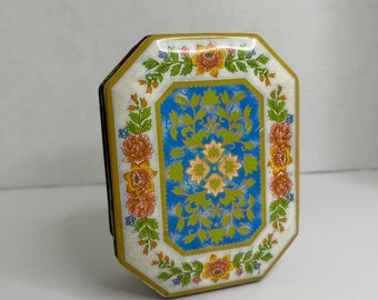 Vintage Daher Floral Metal Tin with Lid made in England