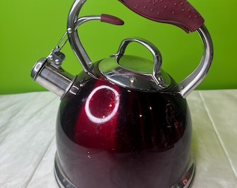 Wolfgang Puck Stainless-steel Tea Kettle Burgundy/dark Red Color