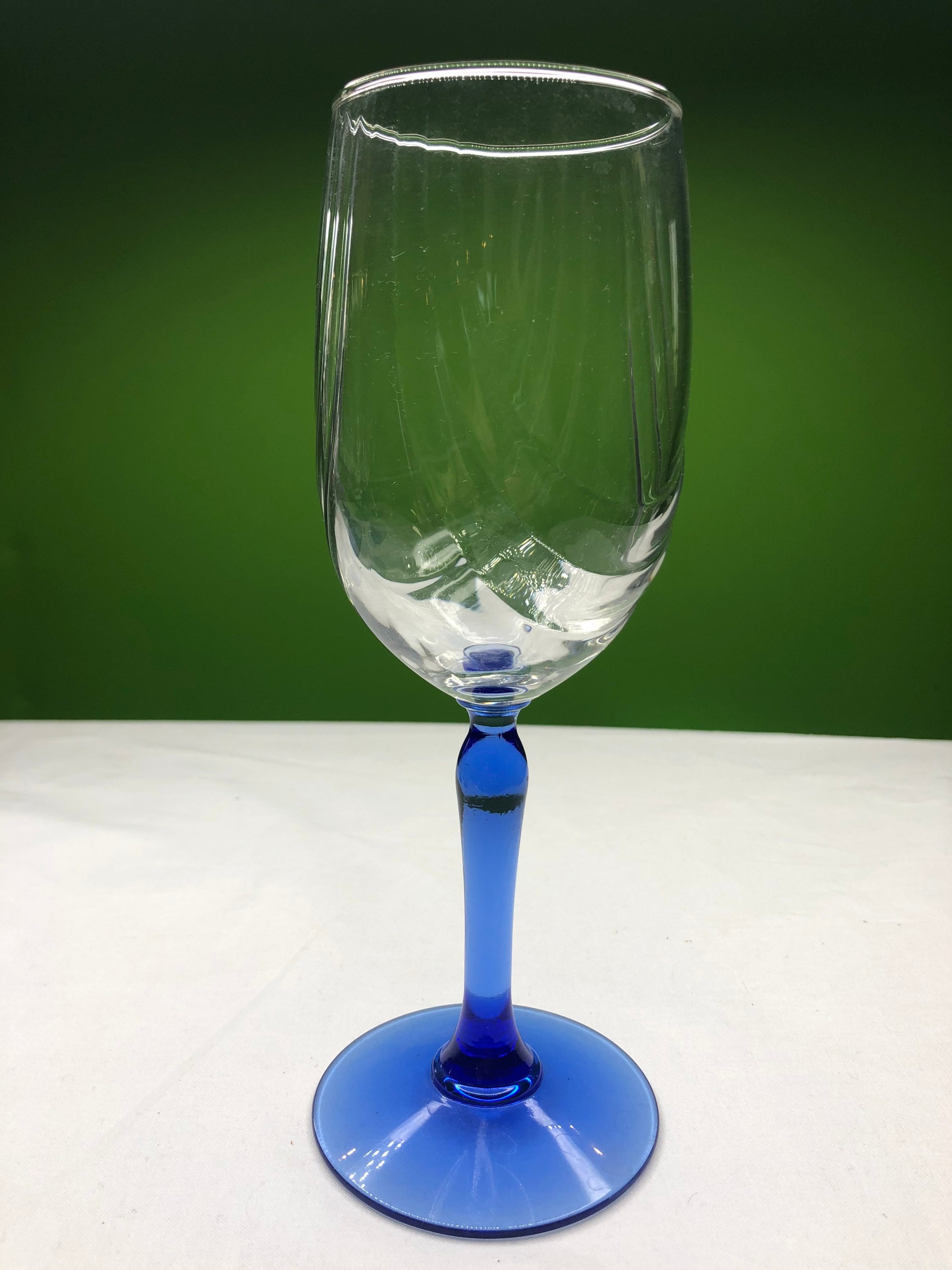 Lot De 6 Verres à Pied Vintage Bleu Cobalt Saphir Pour Eau Ou Vin
