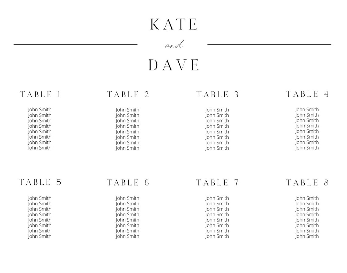 Minimalistic Wedding Seating Chart Sign, Bridal Sign, DOWNLOADABLE ...