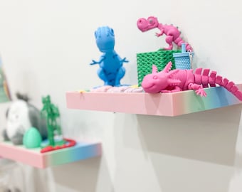 Pastel Rainbow 3D Printed Shelf – Kids Room Decor
