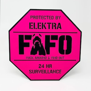 FAFO Home Security Yard Sign | F*** Around and Find Out | Cane Corso Protection Sign | Beware of Dog | 24 HR Surveillance Sign | Neon Pink