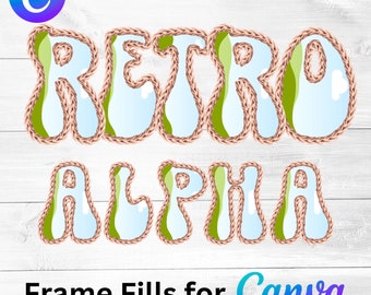 Canva Create Your Own Retro Alphabet Template | Drag And Drop | Faux Embroidery Canva Frame Template | Canva Frame Letters | Faux Stitch