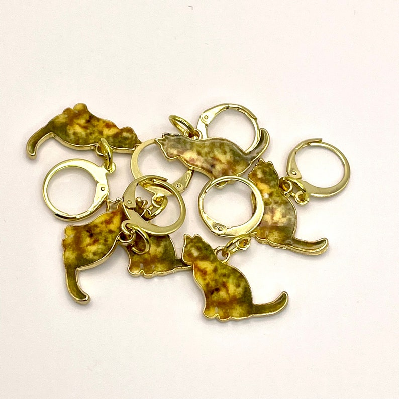 Sitting Brown Calico Cat Charm Gold Tone Lever Back Dangle - Etsy